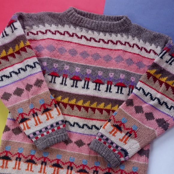 Vintage Funky People Holding Hands Wool Sweater UNISEX