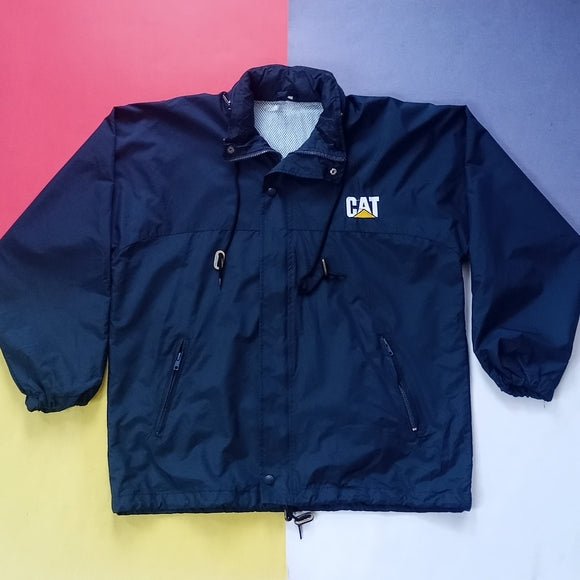 Vintage 90s Cat Equipment Big Logo Windbreaker Jacket UNISEX BLUE