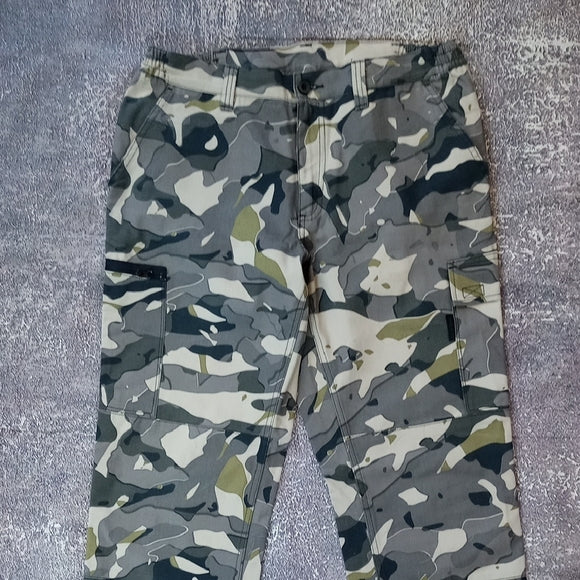 DECATHLON ROBUST CARGO TROUSERS STEPPE 300 CAMOUFLAGE WOODLAND GREY