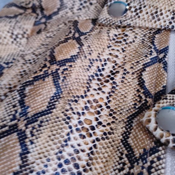 Women's Snake-Print Faux Leather Moto Jacket