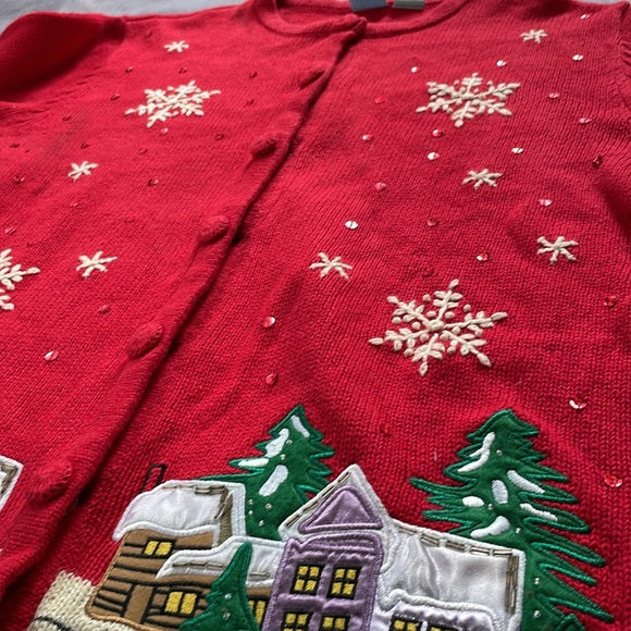 Vintage Ugly Christmas Sweater With Falling Snowflake on Town