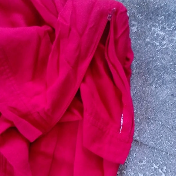 Vintage Handmade Vibrant Red Strapless Dress with Floral Accent