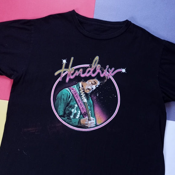 Official Jimi Hendrix Playing Guitar Band Graphic T-Shirt Unisex