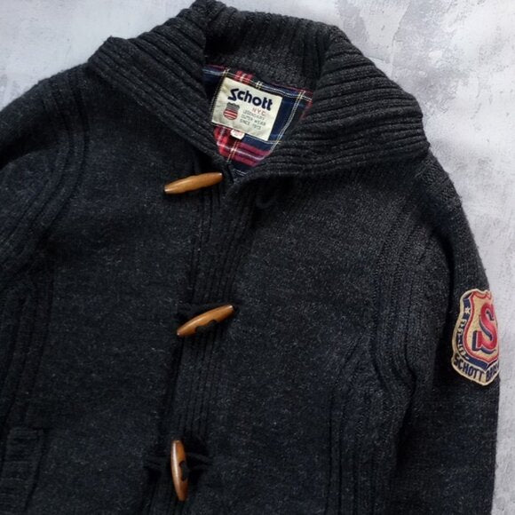 Vintage 1990s Schott Knit Wool Sweater Zip Up