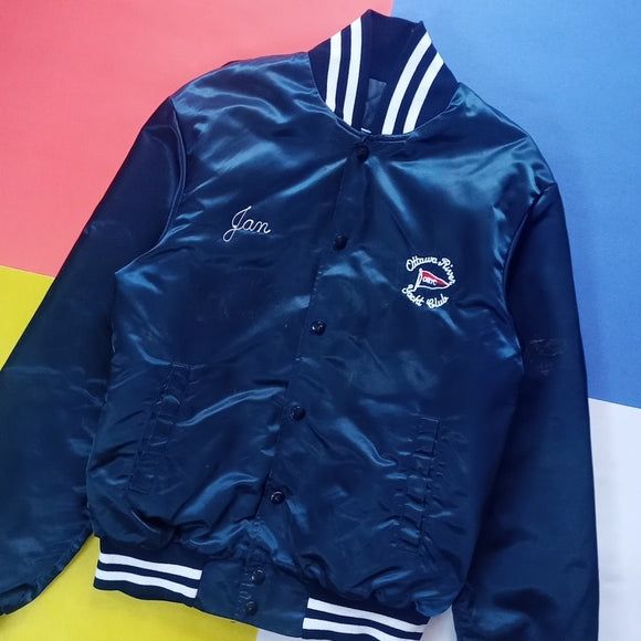 Vintage 1980s Champions Ottawa River Yacht Club Bomber Acetate Jacket Jan