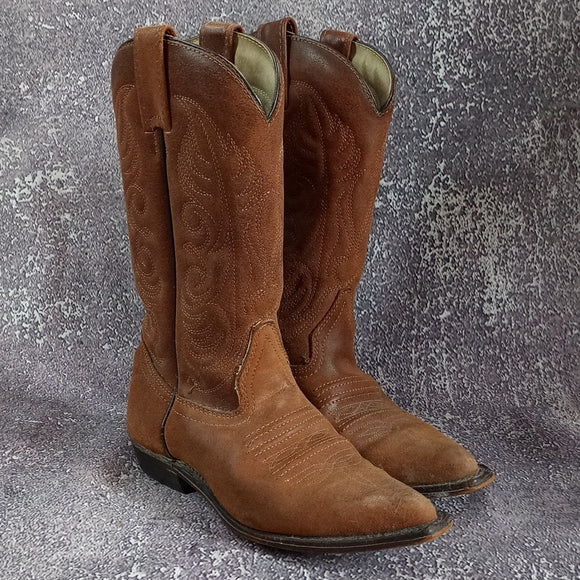 Vintage Leather Cowboy Boots 3B13769 S-13979W Made In Canada
