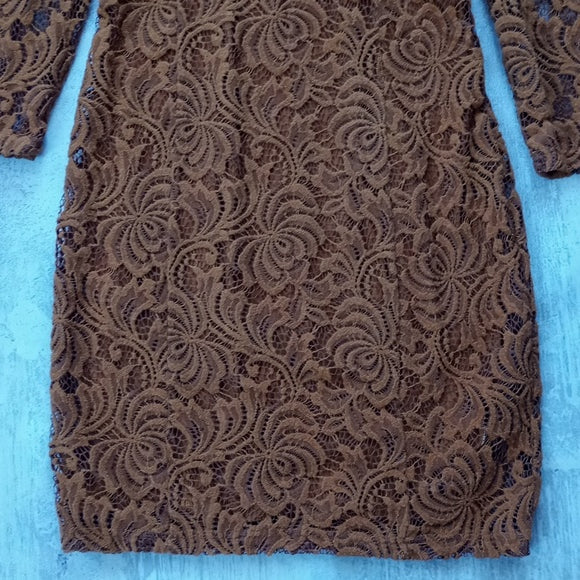 FREE PEOPLE Bronze Crochet Knit Dress