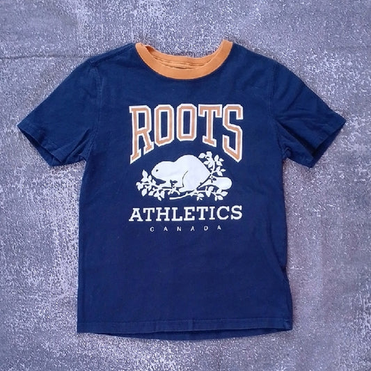Classic Roots Kids Tee in Navy with Orange Accents