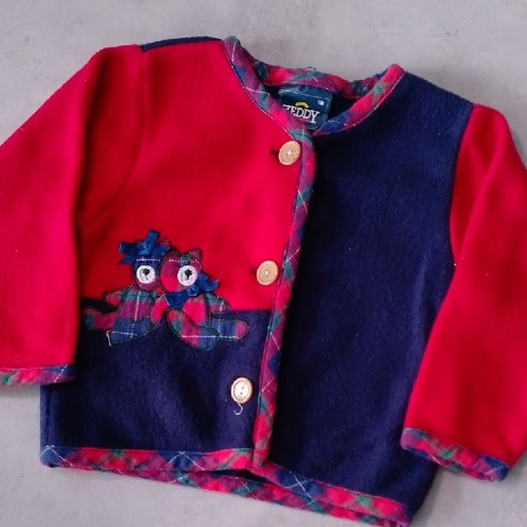 Red and Blue Teddybears Cardigan