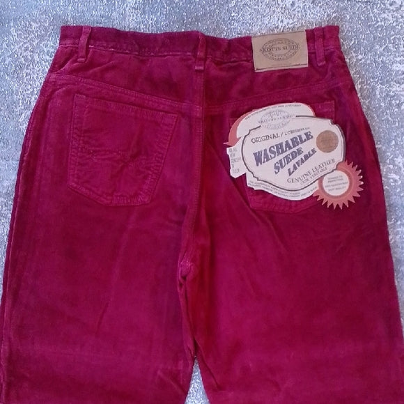 Vintage 90s SKOTTS SUEDE Vibrant Red LEATHER Pants WASHABLE