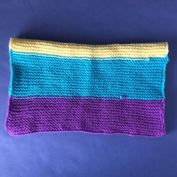 NWOT Vintage Hand-Knitted Made-in-Canada Colourful Baby Welcoming Mini Blanket