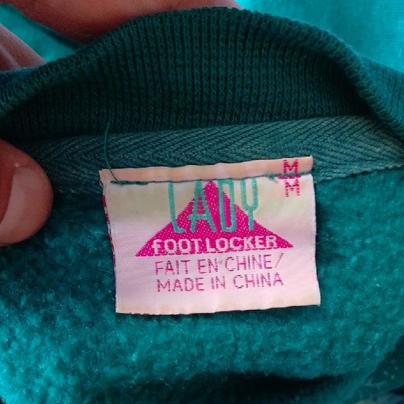 Vintage 90s LADY FOOTLOCKER Floral Teal Sweatshirt