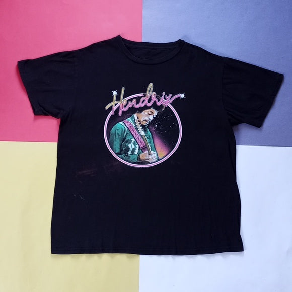 Official Jimi Hendrix Playing Guitar Band Graphic T-Shirt Unisex