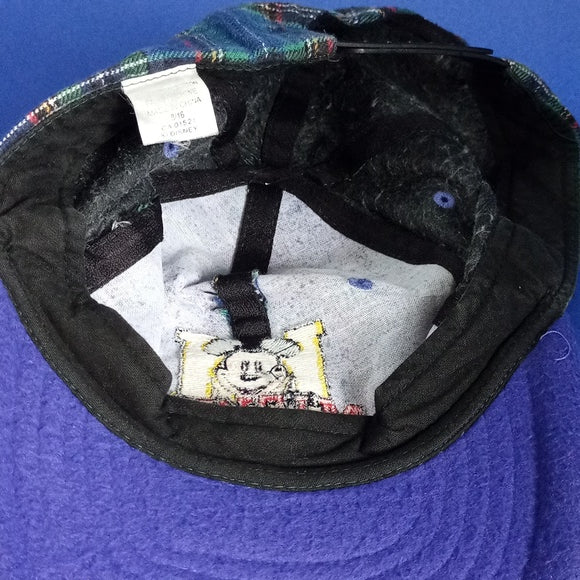 Vintage DISNEY Mickey Embroidered Tartan Snapback Hat UNISEX