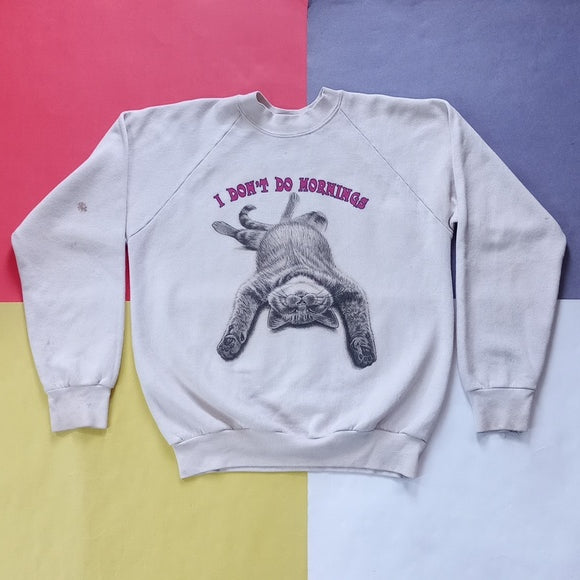 Vintage 90 I Don't Do Monday's Sleeping Kitten Cat Sweater Unisex