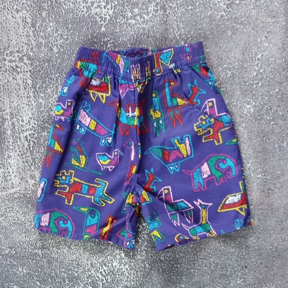 VINTAGE 90s OSHKOSH B'GOSH Purple Animal Print Shorts