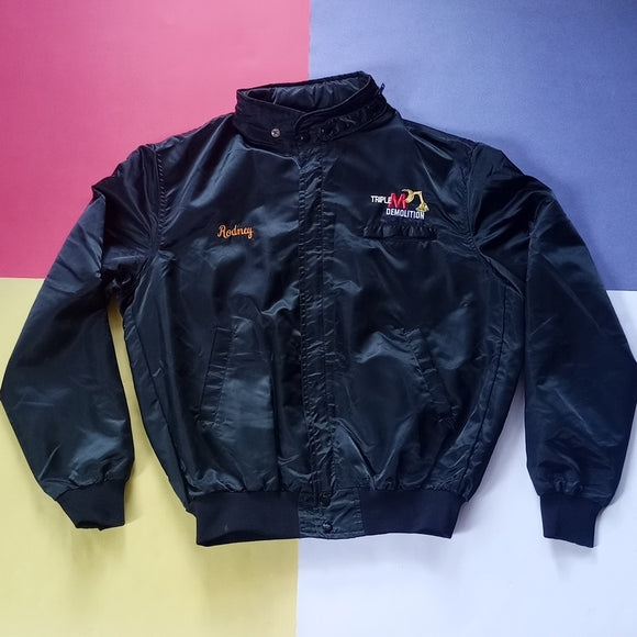 Vintage 1990s Triple M Demolition Embroidered Zip-Up Jacket