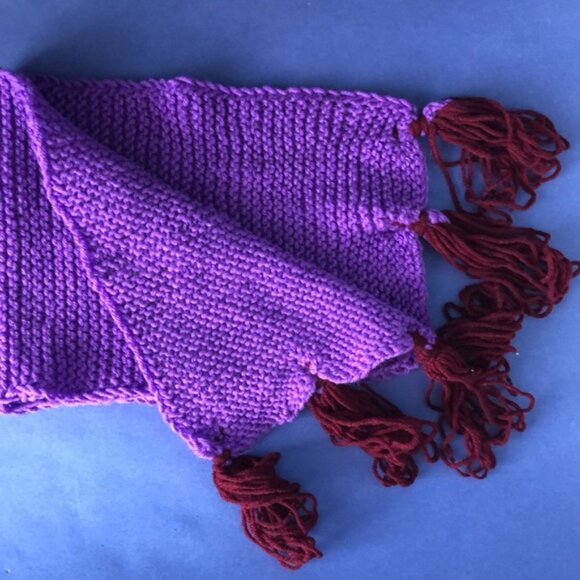 NWOT Vintage Hand-Knitted Made-in-Canada Colourful Purple Warm Scarf