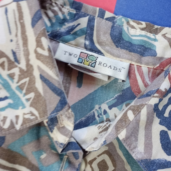 Vintage Women’s Button Up Abstract Summer Shirt
