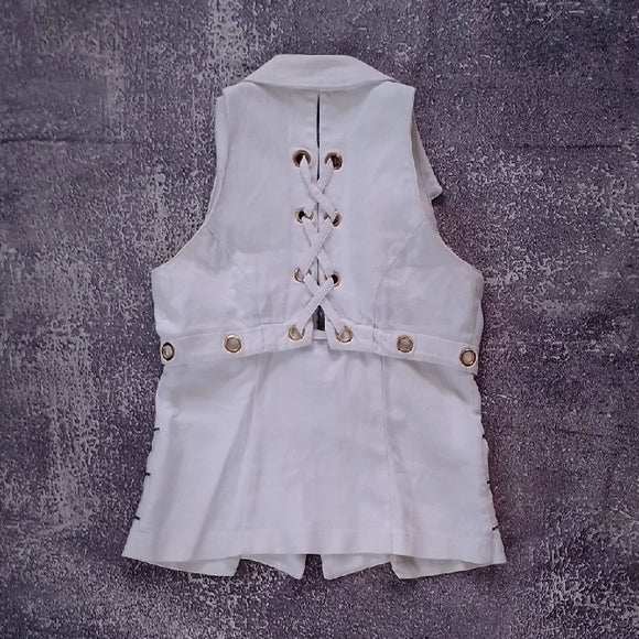 VINTAGE 90s CAPACITY UNLIMITED Stylish White Sleeveless Jacket