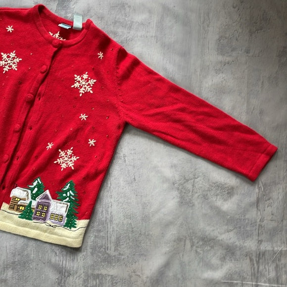 Vintage Ugly Christmas Sweater With Falling Snowflake on Town