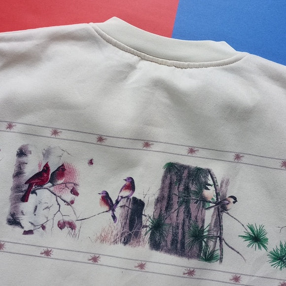 Vintage 90s Birds Button-Up Sweater