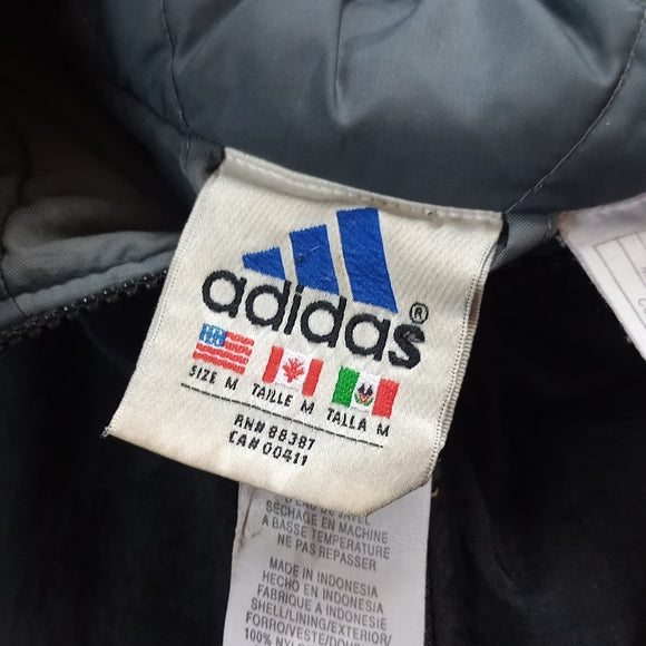 Vintage 90s Adidas Essential Striped Winter Jacket With Hood