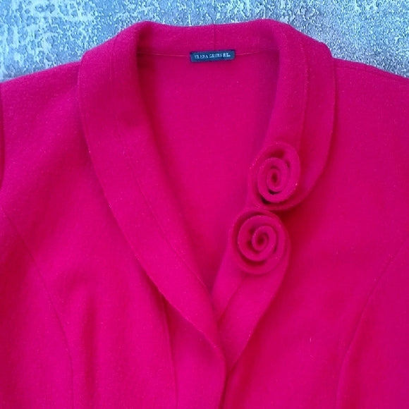ELENA GRUNERT WOOL ROSE COLLARED Chic Red Women's Jacket 7460312/1