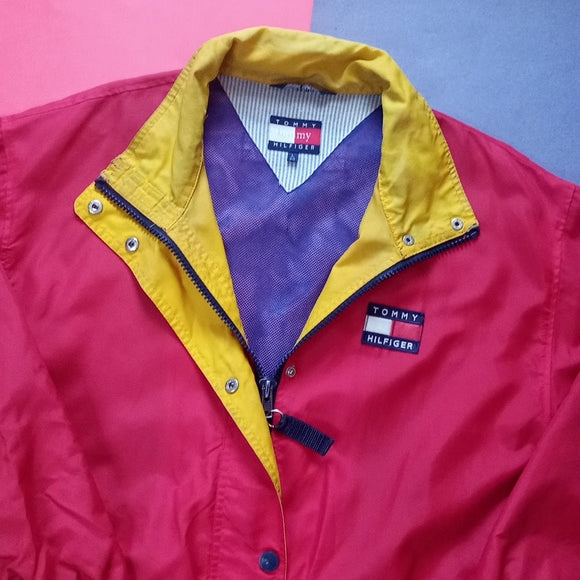 Vintage 1990s Tommy Hilfiger Red Track Jacket Windbreaker UNISEX