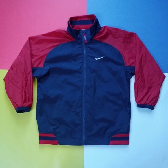 Vintage Junior Nike Essential Embroidered Two-Tone Sports Jacket, Large Swoosh