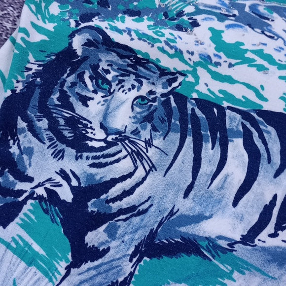 Vintage 90s TIGER FAMILY With Kitten Big Print Graphic Single Stitch T-Shirt