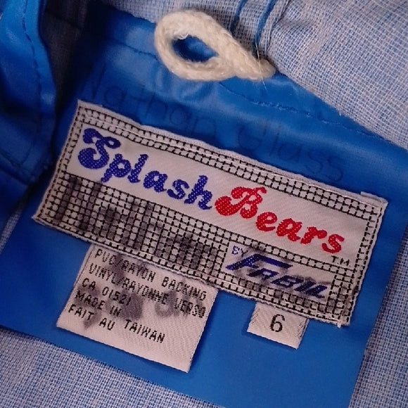 Vintage Football Bear Kids Blue Hooded Jacket with Yellow Accents