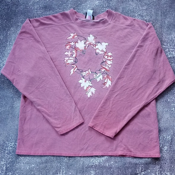 Vintage 90s Maple Leaf Maroon Windswept Crewneck Sweater