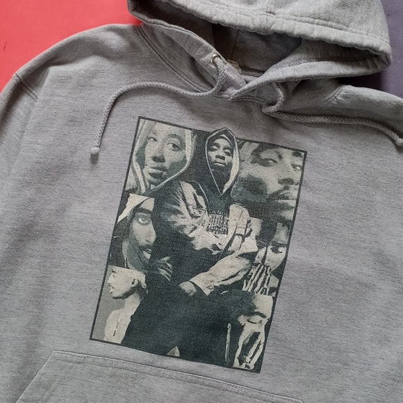 Tu-Pac Grey Essential Graphic Hoodie Sweater Unisex