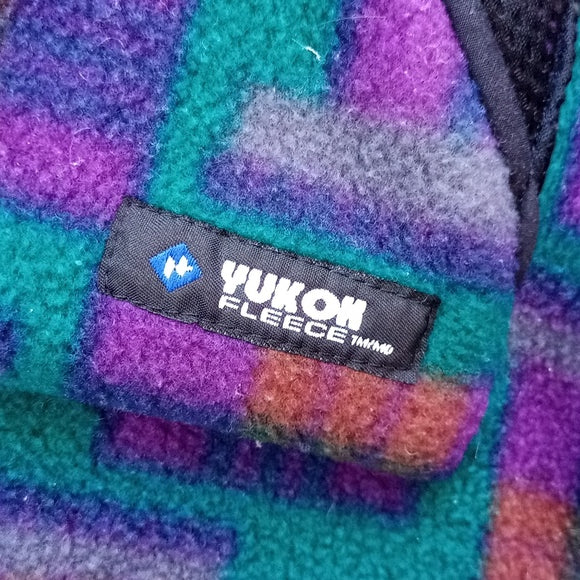 VINTAGE 90s Yukon Fleece Funky Pattern Zip-Up Sweater Jacket