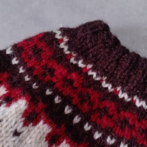 VINTAGE Cozy Cream and Red Knit Sweater