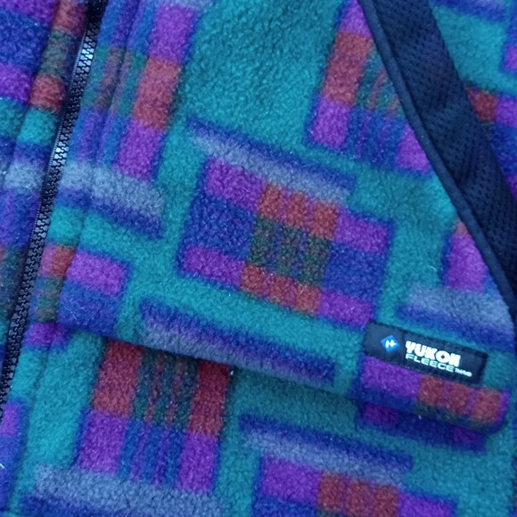 VINTAGE 90s Yukon Fleece Funky Pattern Zip-Up Sweater Jacket