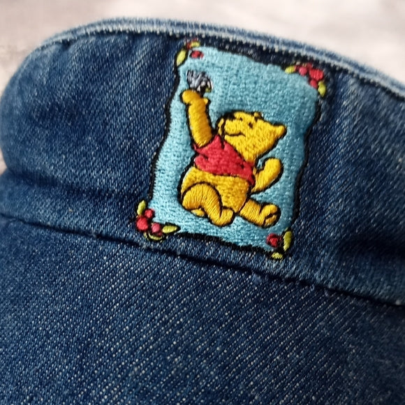 Vintage 90s Winnie The Pooh Embroidered Denim Visor Disney Hat UNISEX