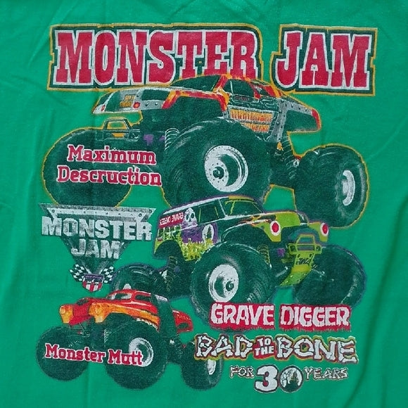 MONSTER JAM Monster TRUCK GRAVE DIGGER BAD 2 THE BONE T-SHIRT