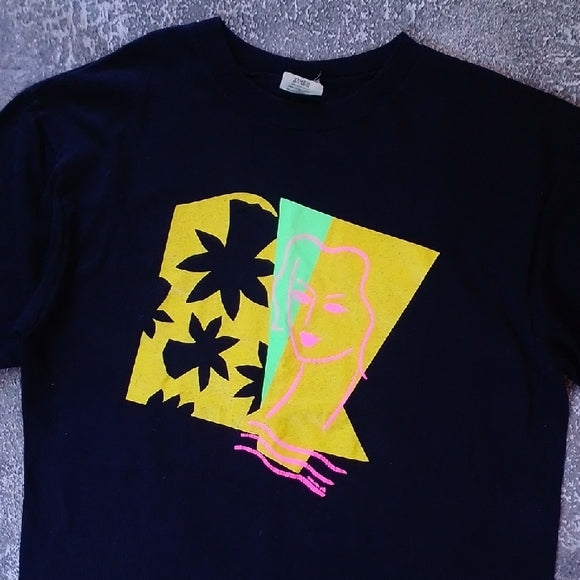 Vintage Single Stitch Abstract With Lady NEON T-Shirt
