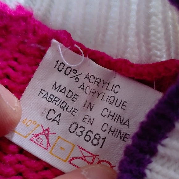 VINTAGE Pink Floral Knit Cardigan