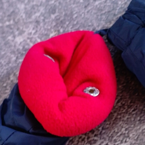 VINTAGE Tommy Hilfiger Navy and Red Kids One Piece Snowsuit GLOVES