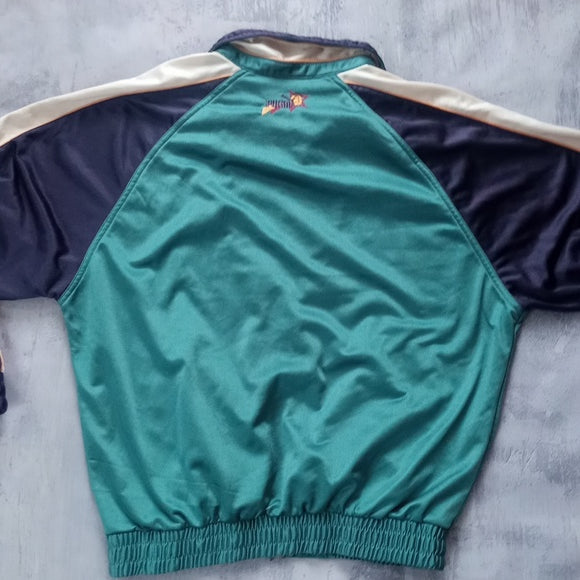 Vintage 1980s Puma Basketball Warm-Up Track Style Zip-Up Jacket