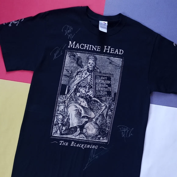 Autographed/SIGNED Machine Head The Blackening Summer 2008 Tour T-Shirt