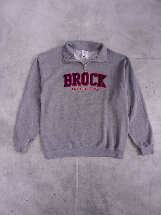 Brock University Embroidered Grey Quarter-Zip Sweatshirt