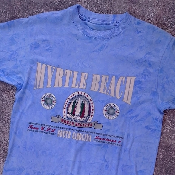 Vintage Myrtle Beach Team USA South Carolina Blue Graphic T-Shirt Single Stitch