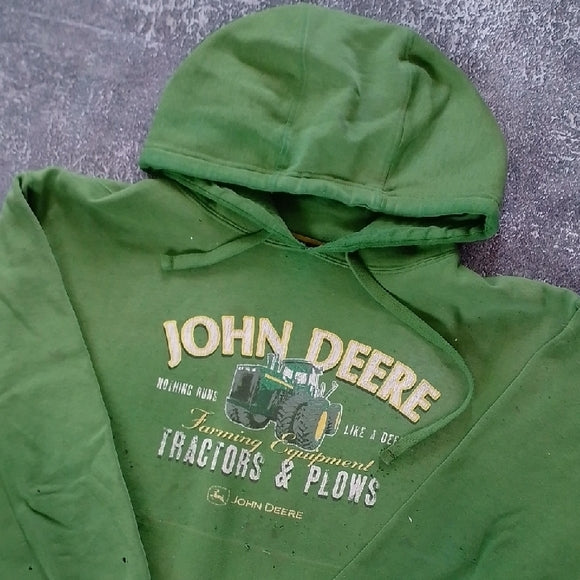 Distressed John Deere Green Tractor Hoodie