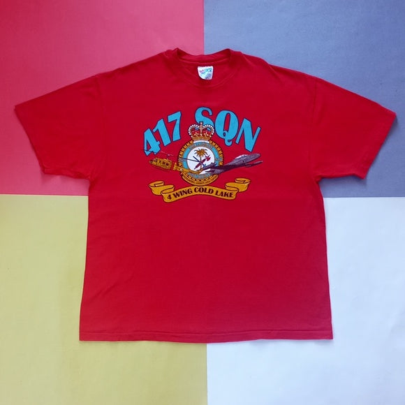 Vintage 90s War Planes 417 SQN 4 Wings Gold Lake 417 Single Stitch T-Shirt
