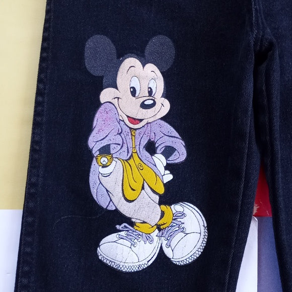 Vintage Mickey Mouse Black Denim Jeans UNISEX
