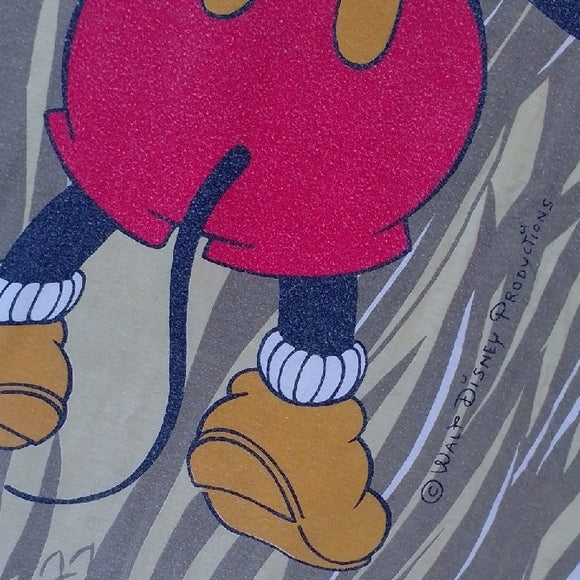 Vintage 90s Disney Mickey Mouse Safari Tee - Tan